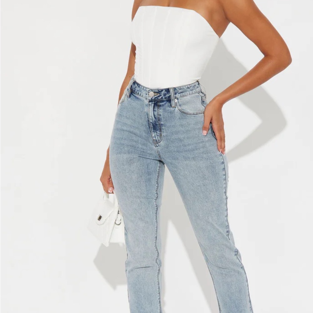 NWT Fashion Nova Side Split Cut Jeans High-Waisted Sz Med